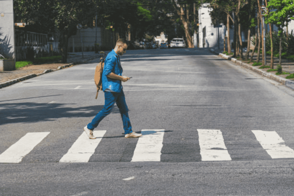 Crossing street