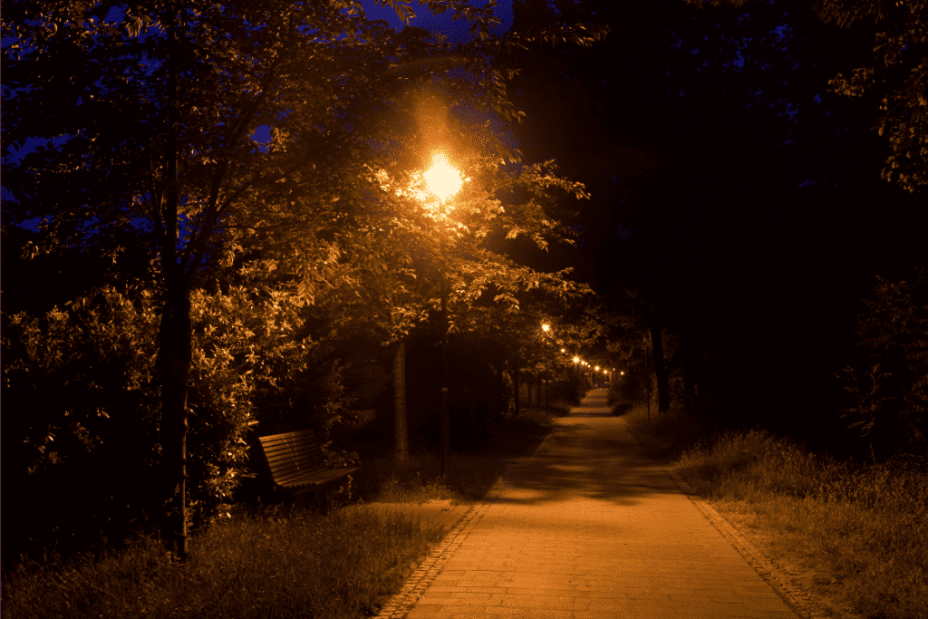 Sidewalk at night