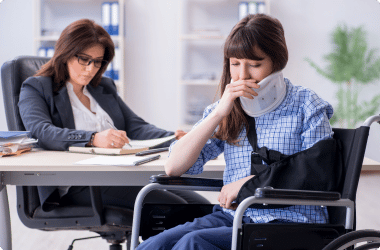 injured worker in office