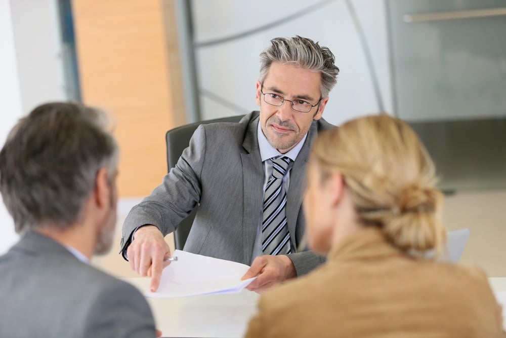 Lawyer working with clients