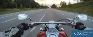 Biker on his motorbike riding on the express way