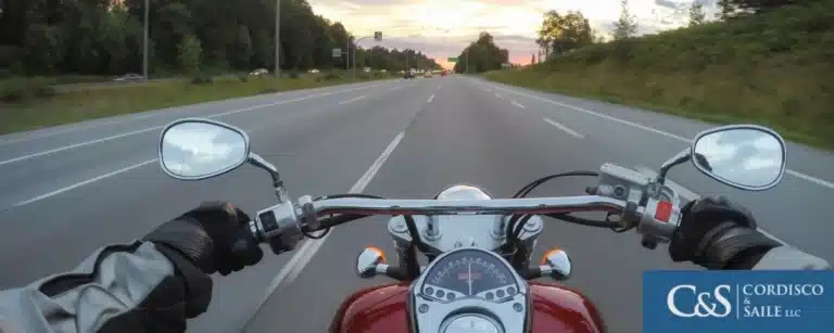 Biker on his motorbike riding on the express way