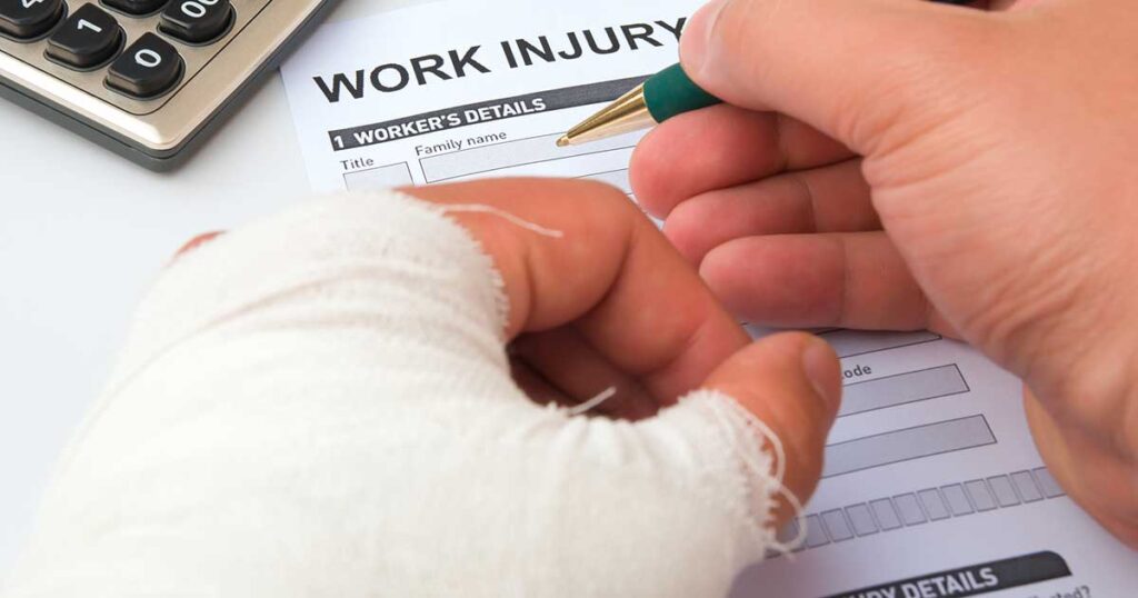 injured person filling out work injury form
