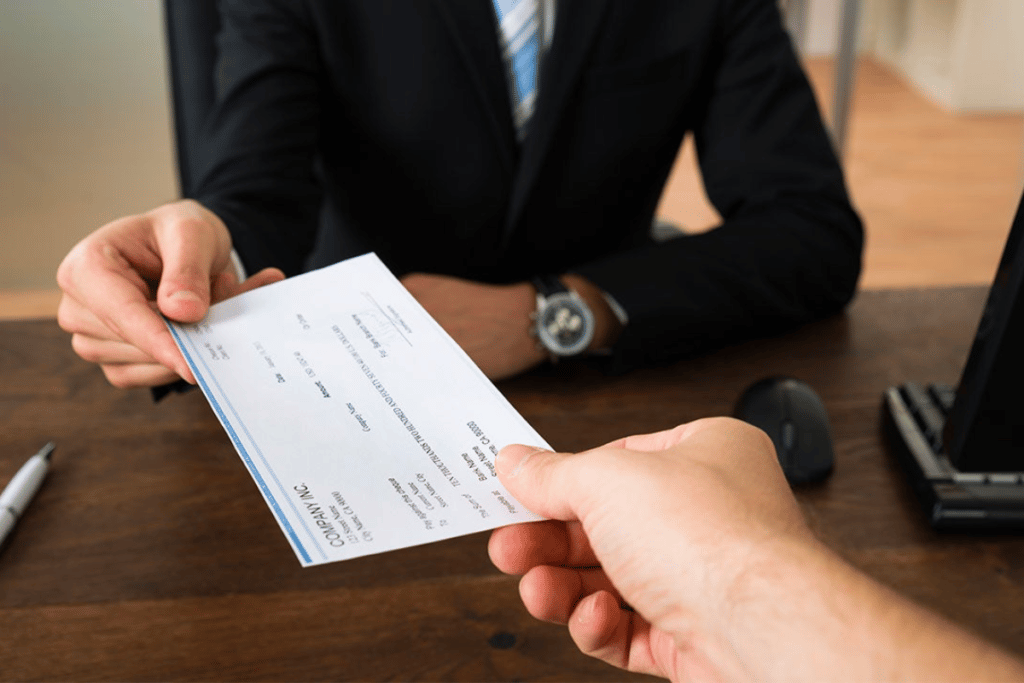 Receiving check after lawsuit