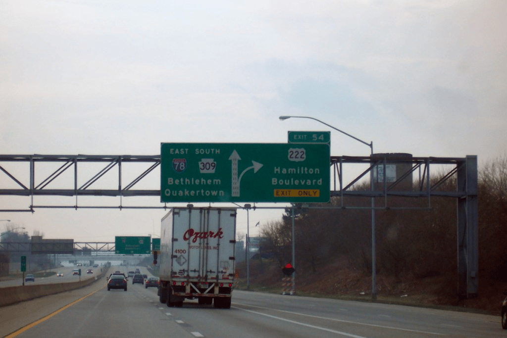 Semi-truck driving on I-78 near Allentown