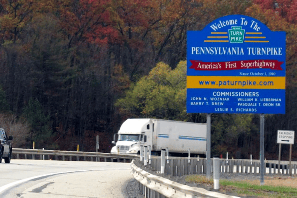 Semi-truck driving on PA turnpike