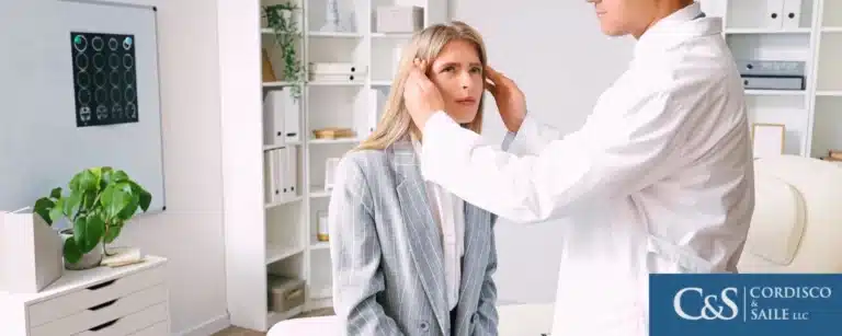 Brain injury doctor talking to a female patient