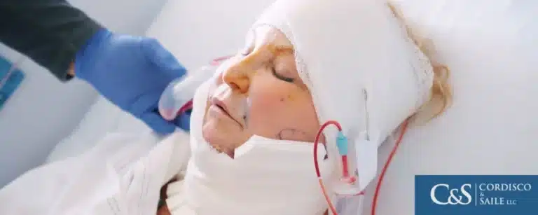 Patient on a hospital with a traumatic brain injury