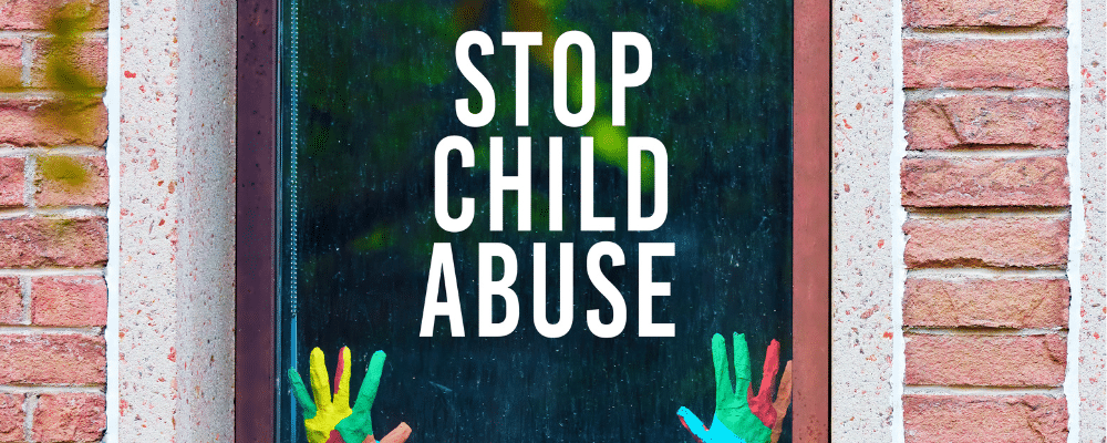 The stop child abuse banner