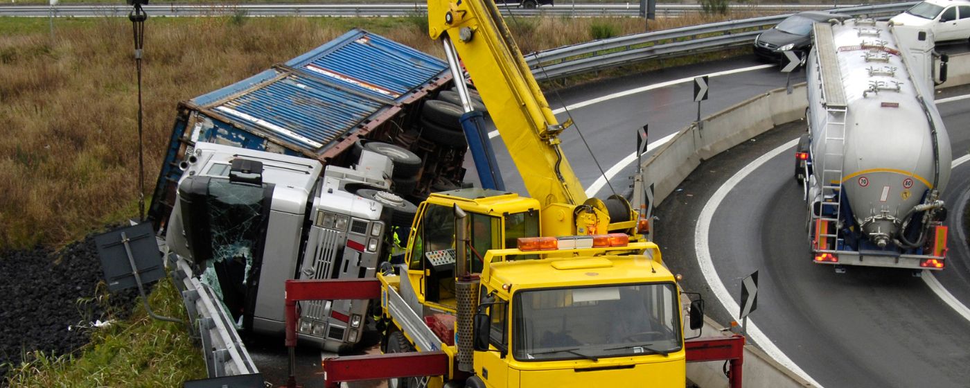 Semi-Truck overturned on highway