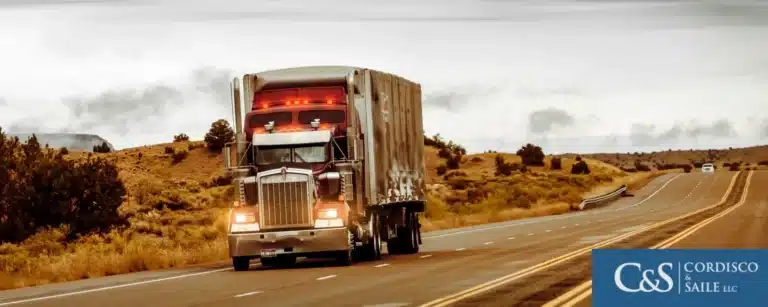 Truck speeding on the highway
