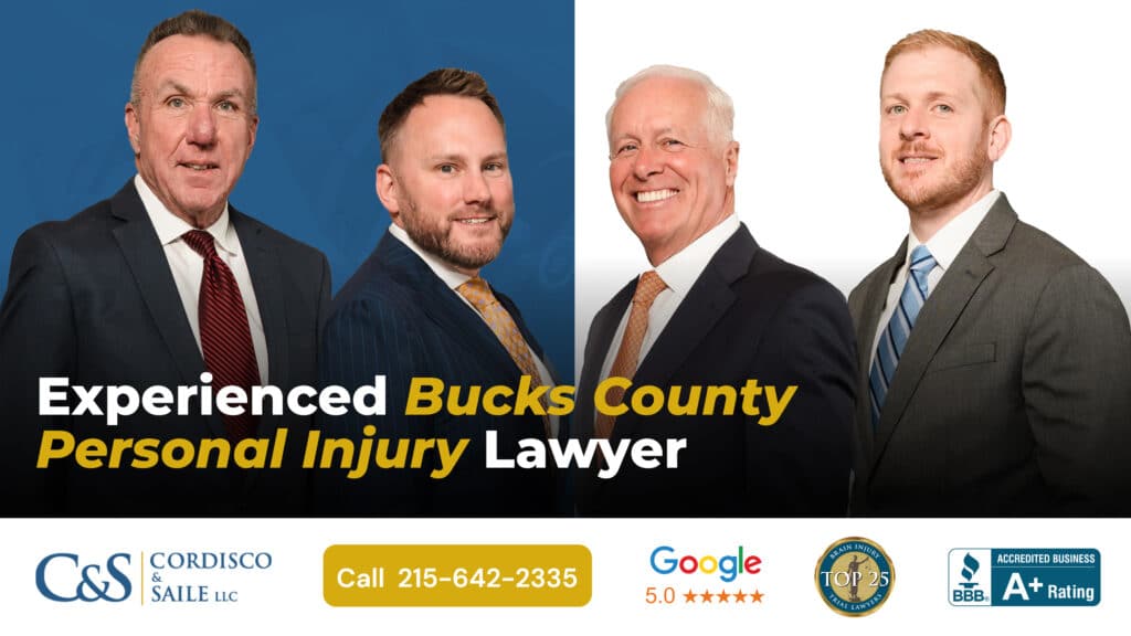 Bucks County personal injury lawyers at Cordisco & Saile with various awards