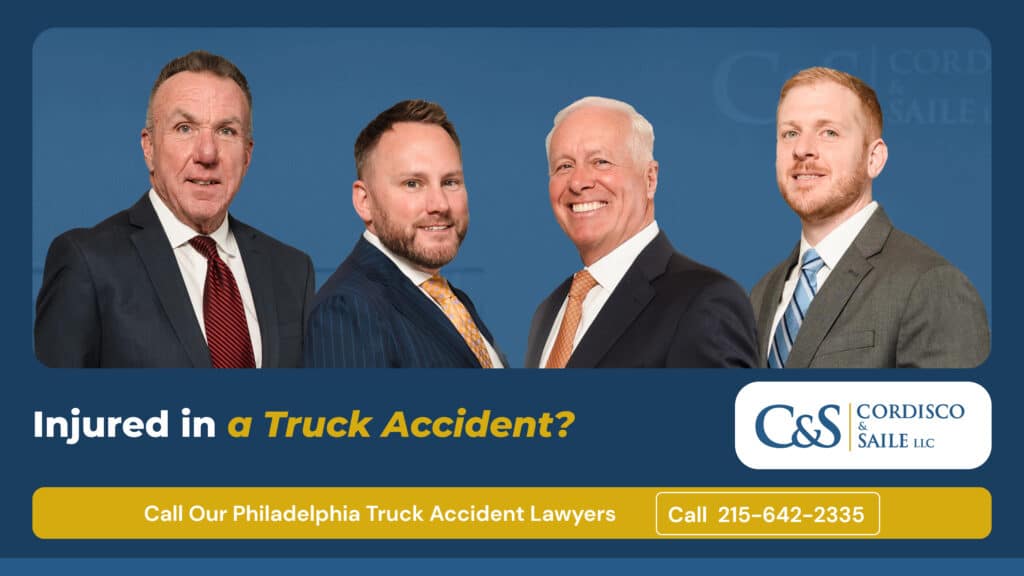 four of the Cordisco & Saile truck accident lawyers pose for a photo