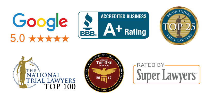Award and reviews badges of experienced, award winning law firm