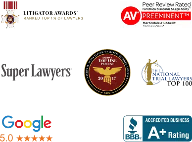 Top rated and experienced attorney award badges
