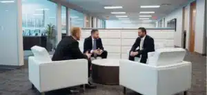 group of attorneys discussing accident case