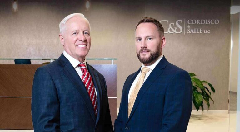 Cordisco & Saile pennsylvania personal injury lawyers standing in office