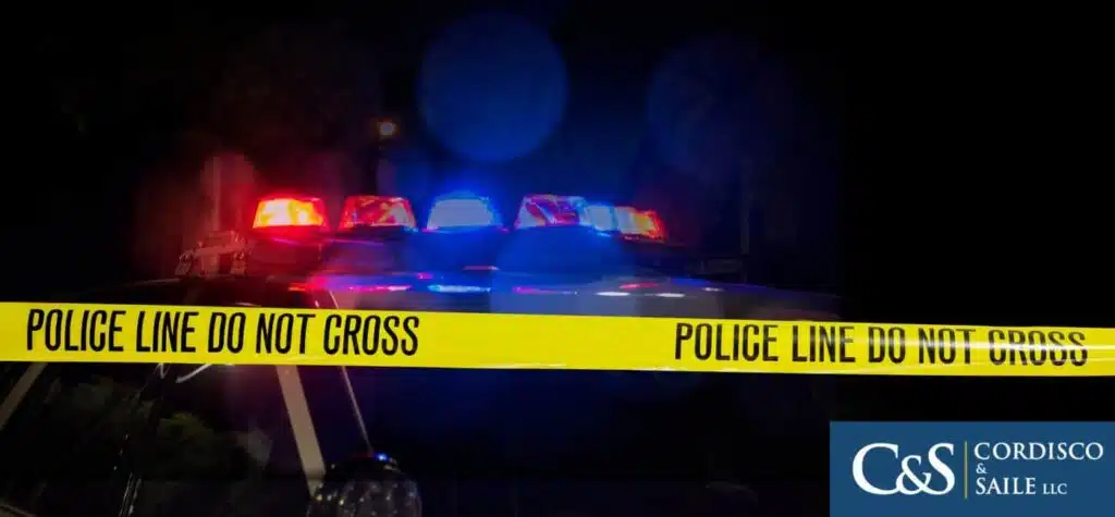 police tape at accident scene after an accident