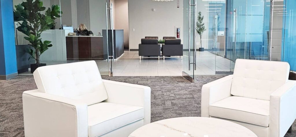 Waiting room in the Philadelphia office of the firm