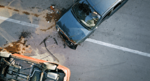 Two cars colliding in an accident